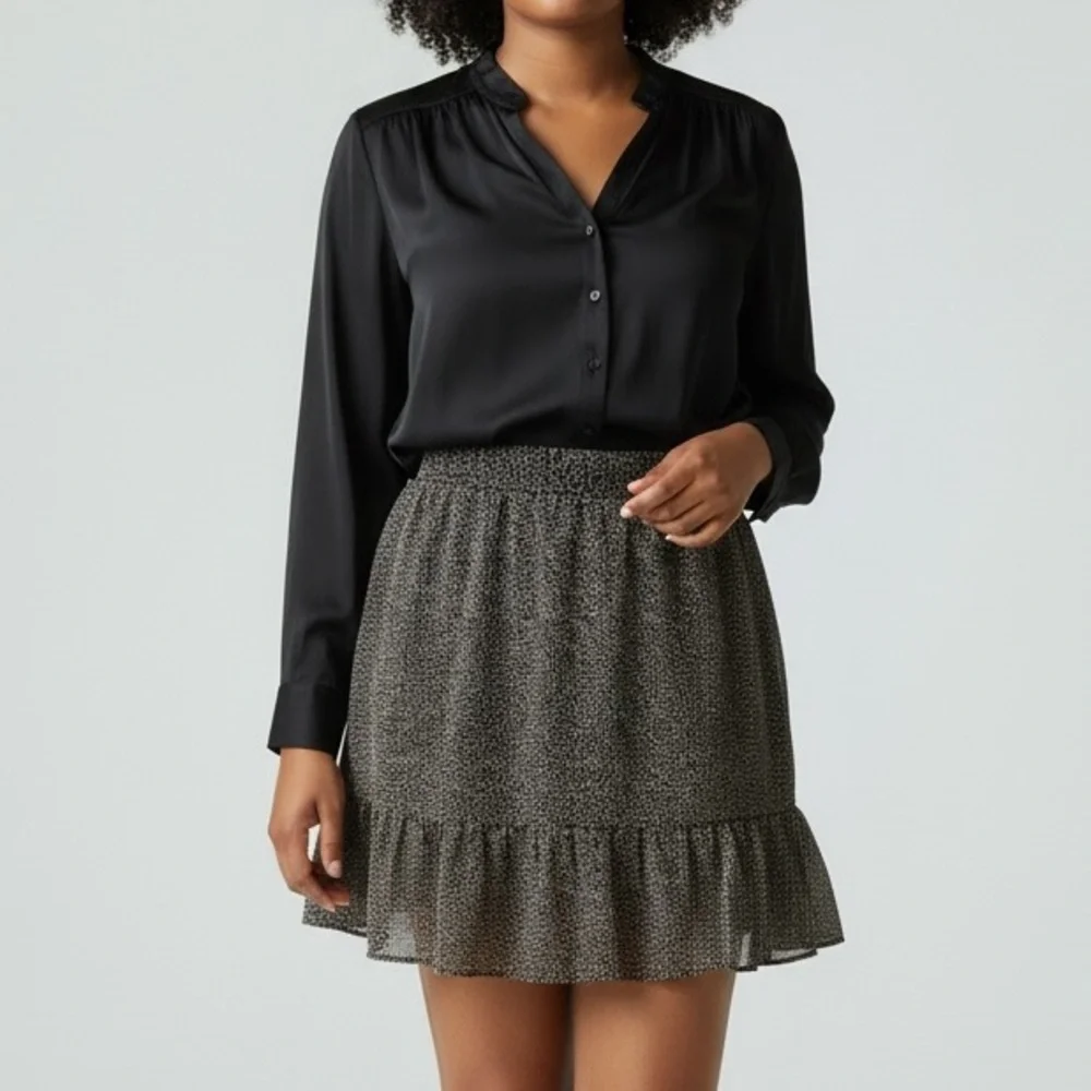 LOFT Elegant Black and Cream Women's Pull On Skirt | Size XL